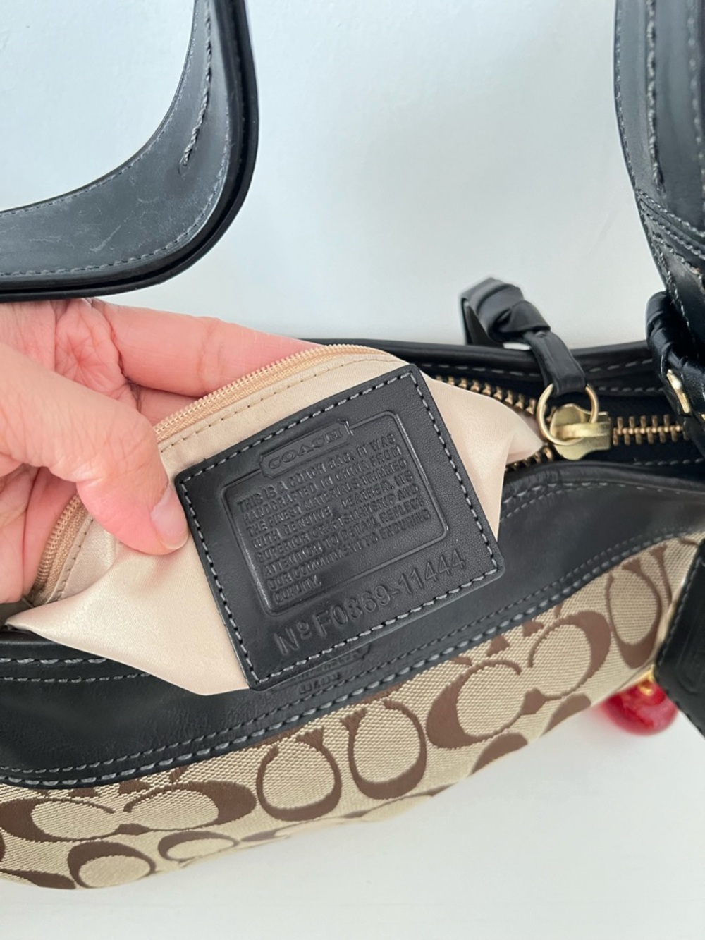 Coach Signature Canvas and Leather Shoulder Bag in Brown and Black - Picture 10 of 12